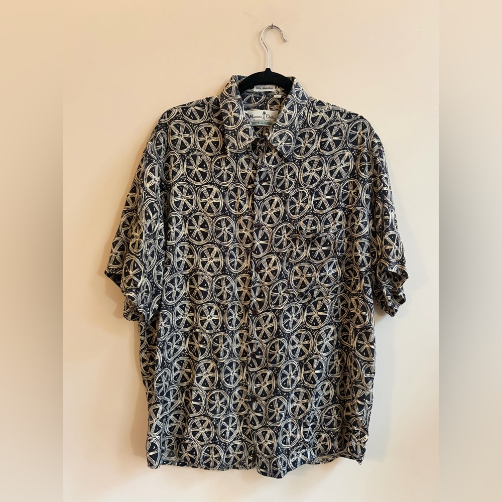 Massimo Dutti Vintage Short Sleeve Button Down Casual Patterned Shirt Top